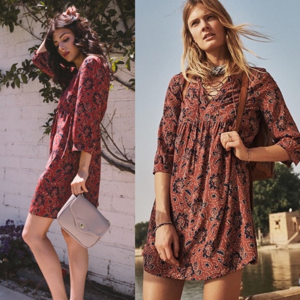 Madewell Asam Floral Lace-Up Dress